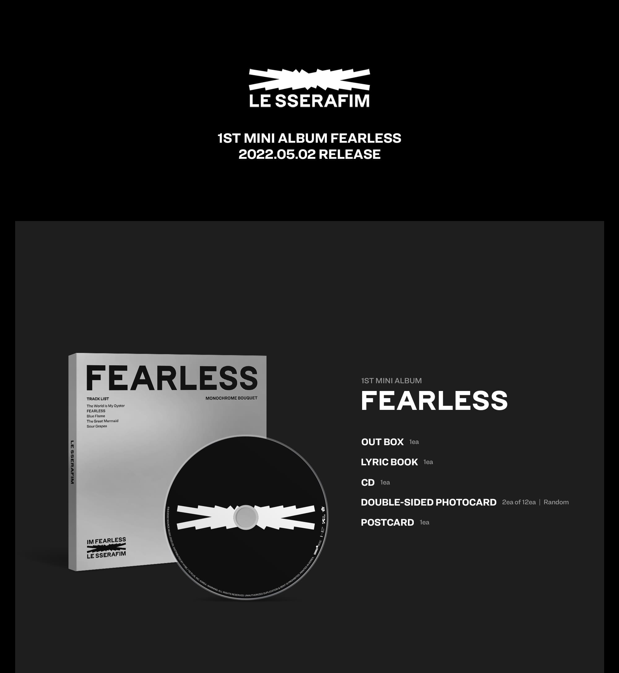 Le Sserafim 1st Mini Album Fearless Monochrome Bouquet Ver Dongsong Shop